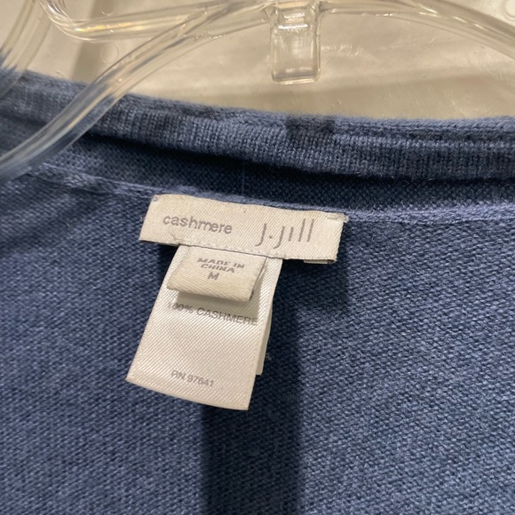 J Jill blue 100% cashmere open front sweater size medium - Picture 4 of 4